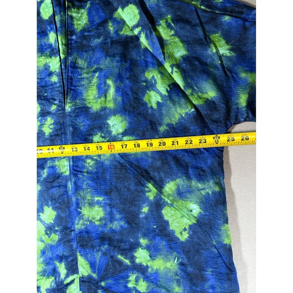 Ann Mashburn Tie Dye Split V-Neck Short Sleeve Top Size xl Cotton Boho Luxury - Picture 5 of 7
